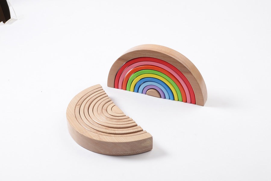Wooden Rainbow Stacker- 10 pcs (Natural)
