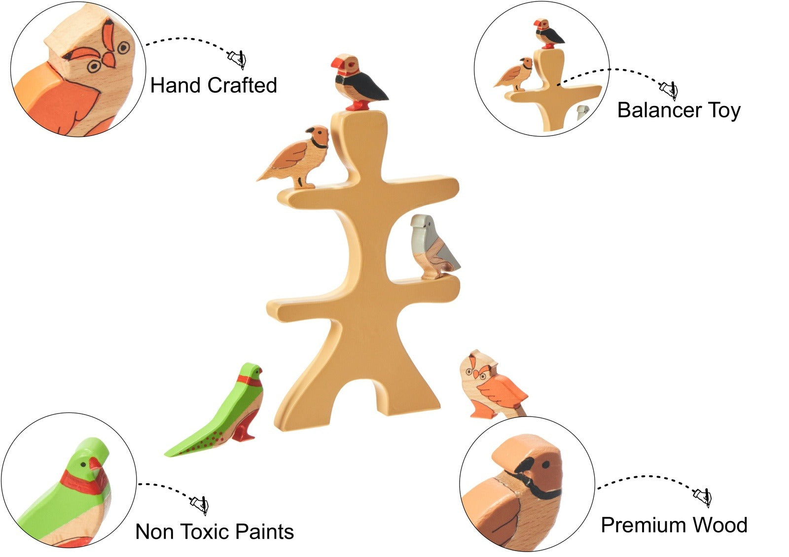 Wooden Birds - with Tree