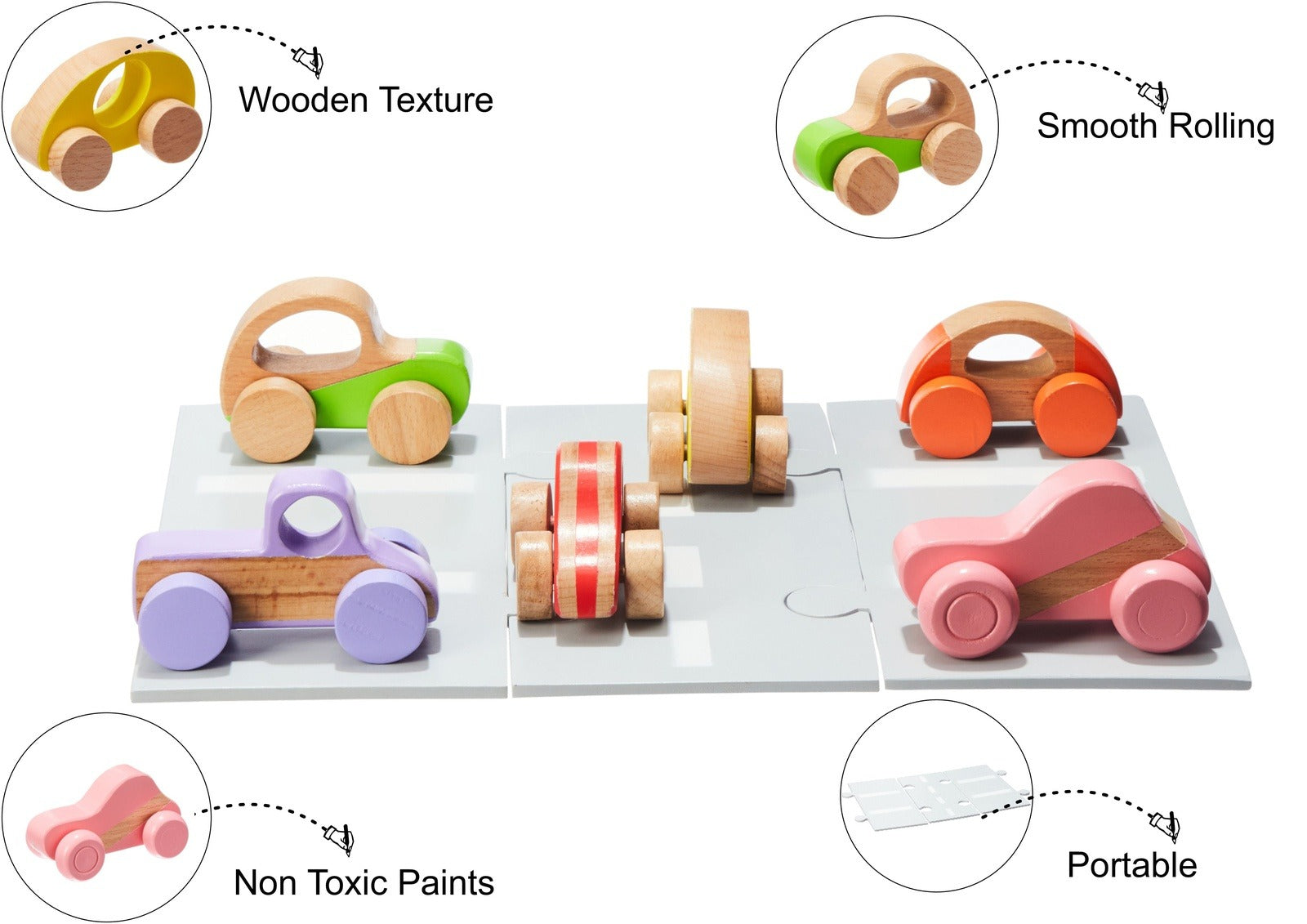 Wooden Cars with Parking lot