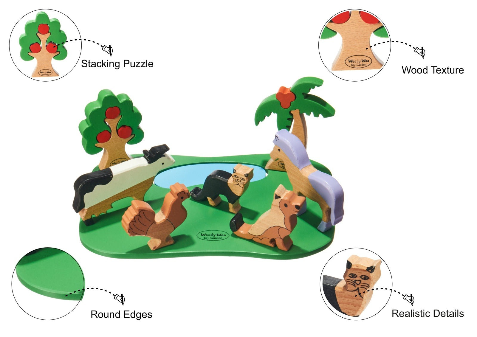 Wooden Animals -  Farm Tray with Trees